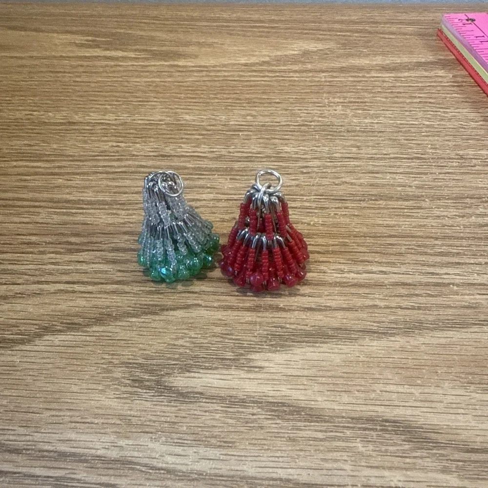 Vintage Handmade Christmas Bead‎ And Safety Pin Angel ornament & Bells